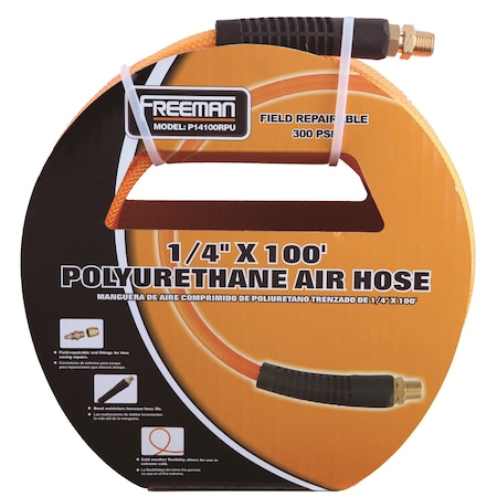Freeman P14100RPU 1/4" x 100' Polyurethane Air Hose with Field Repairable Ends P14100RPU